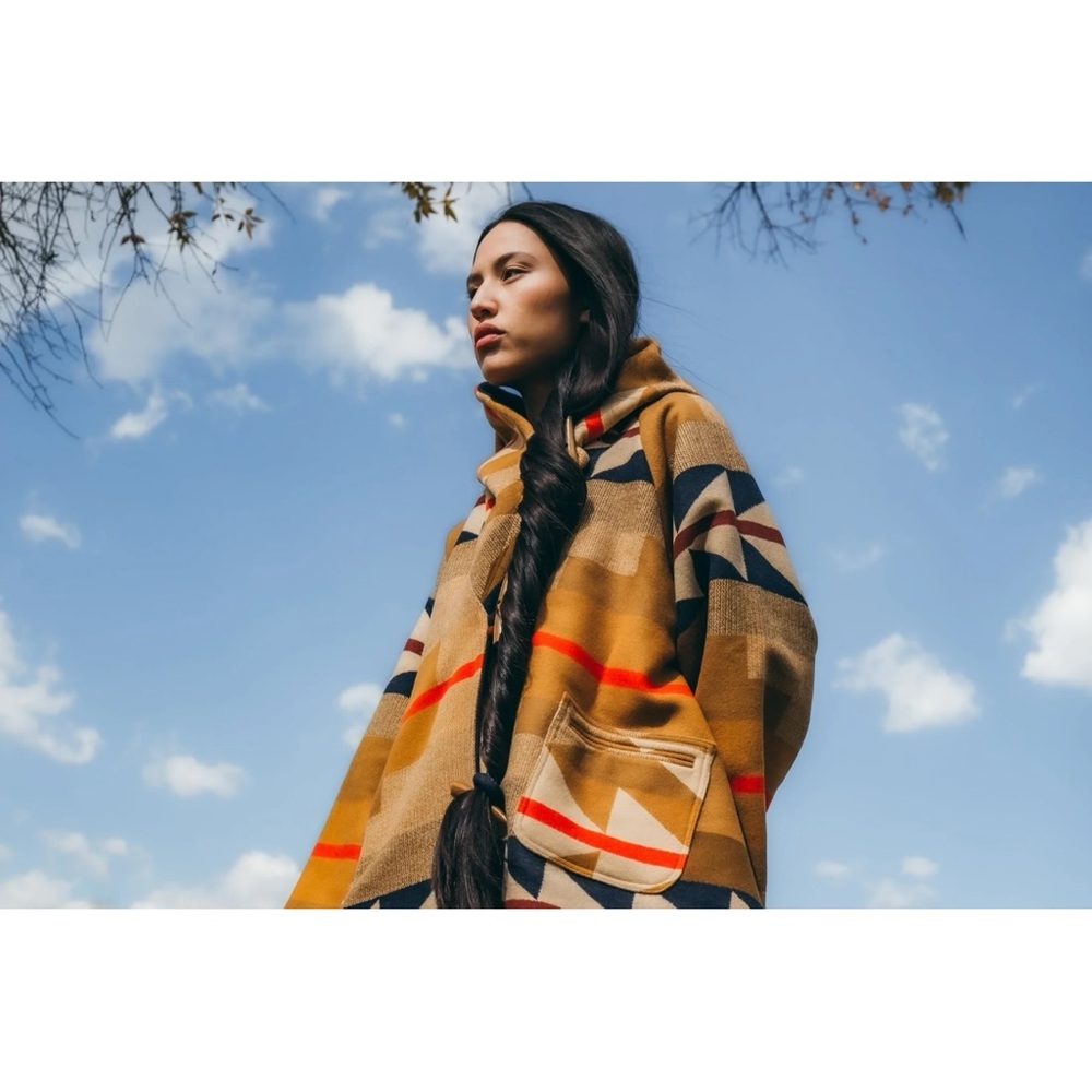 Lindsey Thornburg x Pendleton Brown Native American Print Wool Cape Cloak Coat - Picture 11 of 14